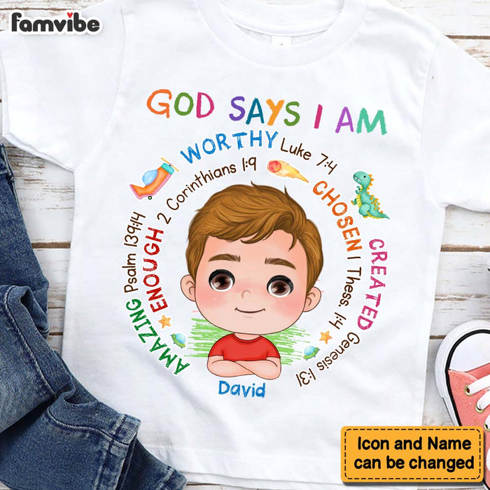 Personalized Gift For Grandson God Says I Am Christian Kid T Shirt 28233 1