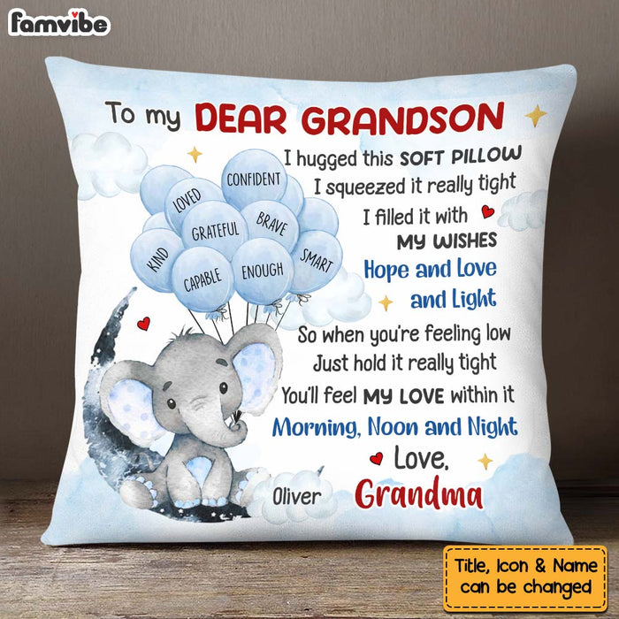 Personalized Gift For Grandson Elephant Affirmation Pillow 28234 1