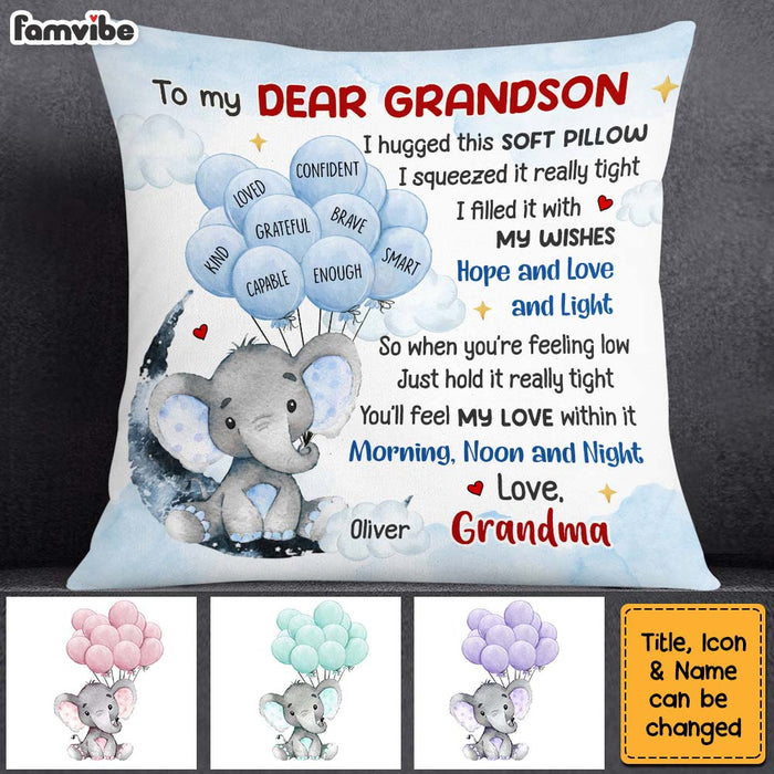 Personalized Gift For Grandson Elephant Affirmation Pillow 28234 1
