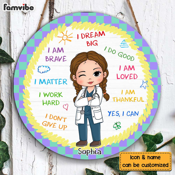 Personalized  I Dream Big Granddaughter Dream Job Gift Round Wood Sign 28235 1