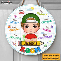 Personalized  I Am Affirmation Grandson Gift Round Wood Sign 28240 thumb 1