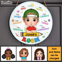 Personalized  I Am Affirmation Grandson Gift Round Wood Sign 28240 thumb 1