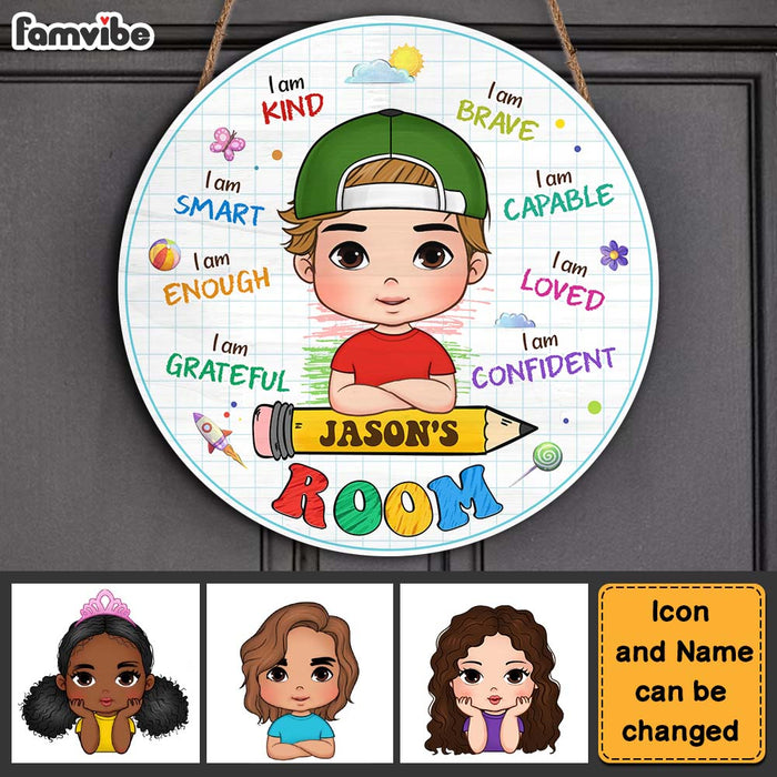 Personalized  I Am Affirmation Grandson Gift Round Wood Sign 28240 1