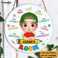 Personalized  I Am Affirmation Grandson Gift Round Wood Sign 28240 thumb 1