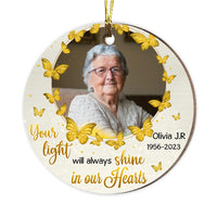 Personalized 'Your Light Shine On Our Heart' Photo Memorial Circle Ornament 28253 thumb 1