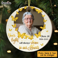 Personalized 'Your Light Shine On Our Heart' Photo Memorial Circle Ornament 28253 thumb 1