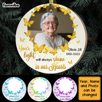 Personalized 'Your Light Shine On Our Heart' Photo Memorial Circle Ornament 28253 thumb 1