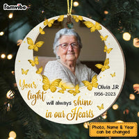 Personalized 'Your Light Shine On Our Heart' Photo Memorial Circle Ornament 28253 thumb 1