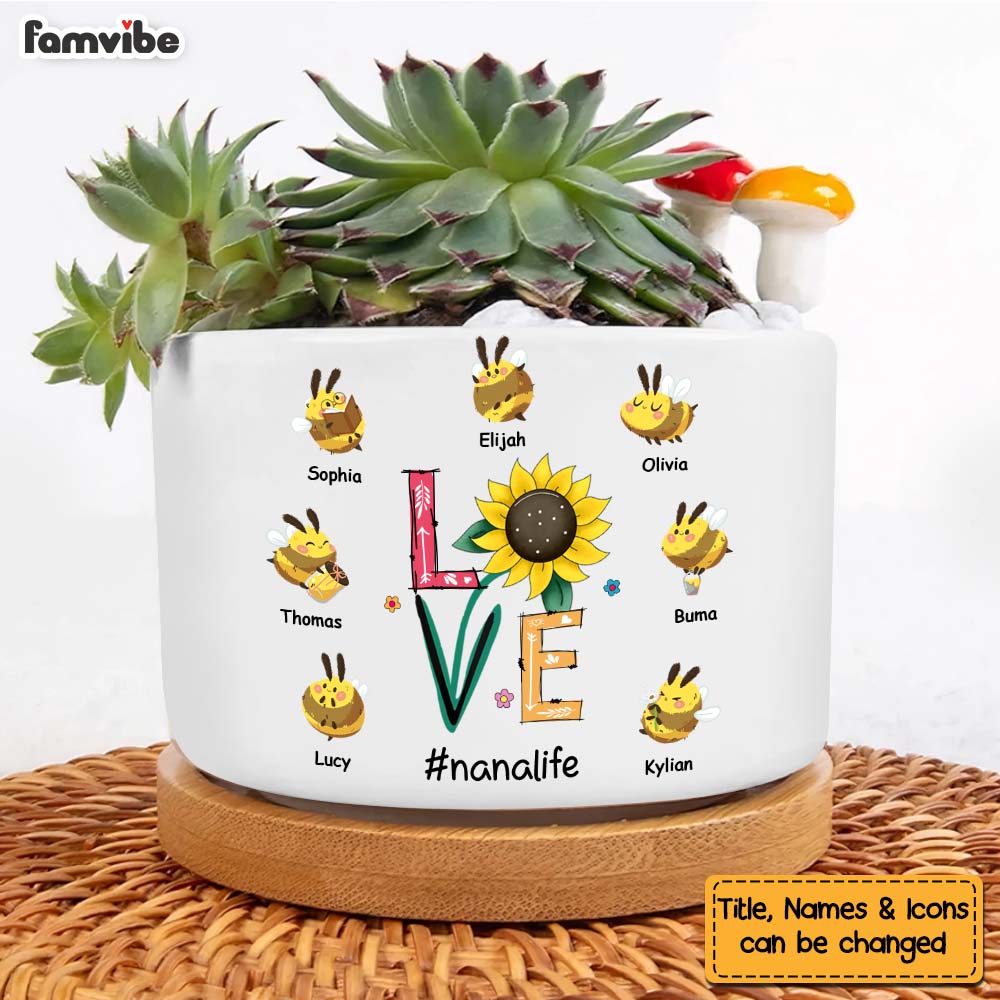 Personalized Gift For Grandma 'Love Nana Life' Bee Plant Pot 28258 Primary Mockup