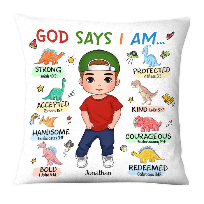 Personalized Gift For Grandson Dinosaur Theme Bible Verses Pillow 28259 1
