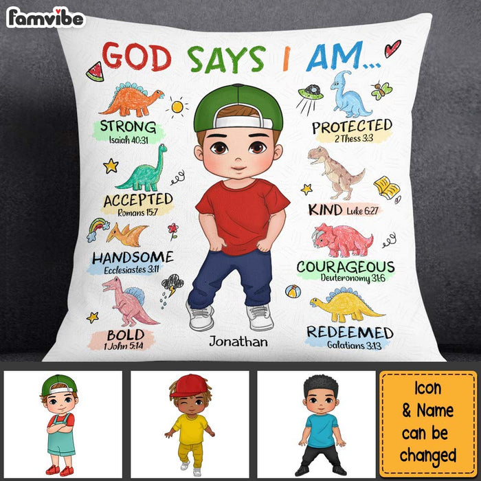 Personalized Gift For Grandson Dinosaur Theme Bible Verses Pillow 28259 1
