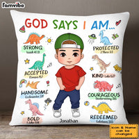 Personalized Gift For Grandson Dinosaur Theme Bible Verses Pillow 28259 thumb 1