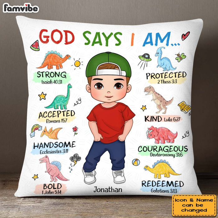 Personalized Gift For Grandson Dinosaur Theme Bible Verses Pillow 28259 1