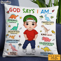 Personalized Gift For Grandson Dinosaur Theme Bible Verses Pillow 28259 thumb 1