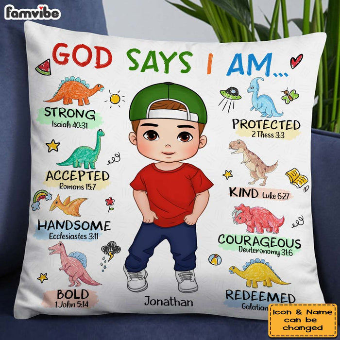 Personalized Gift For Grandson Dinosaur Theme Bible Verses Pillow 28259 1