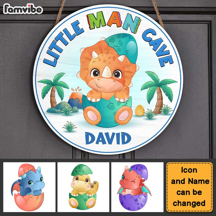 Personalized Gift For Grandson Little Man Cave Round Wood Sign 28261 1