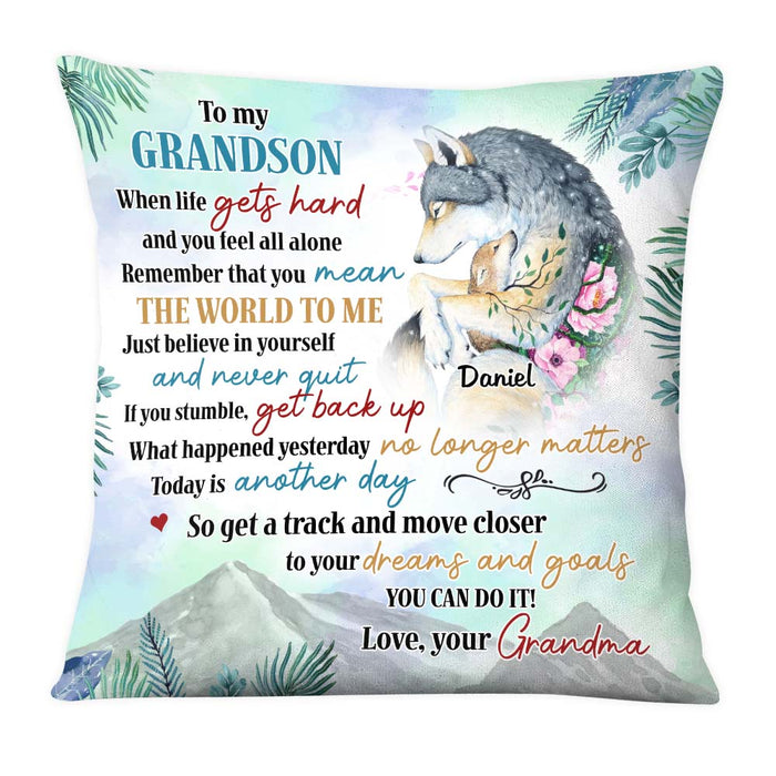 Personalized Gifts For Grandson Wolf You Can Do It Pillow 28262 1