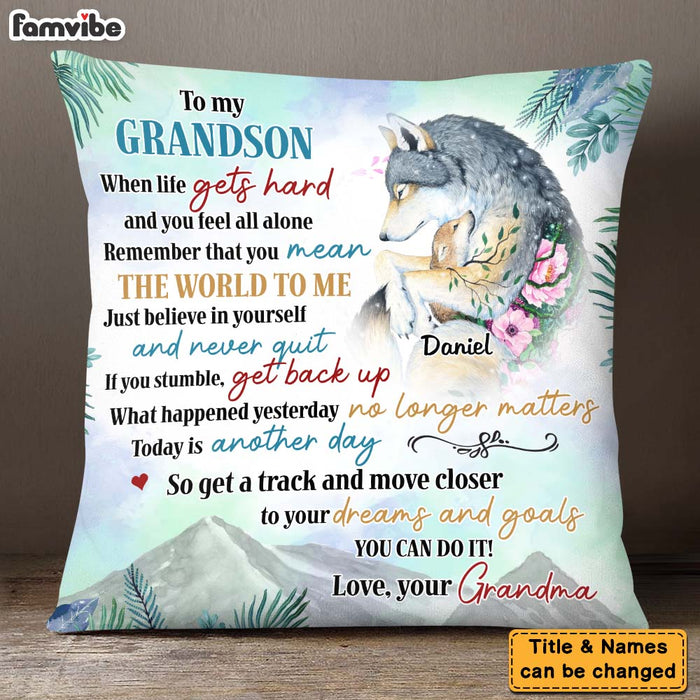 Personalized Gifts For Grandson Wolf You Can Do It Pillow 28262 1