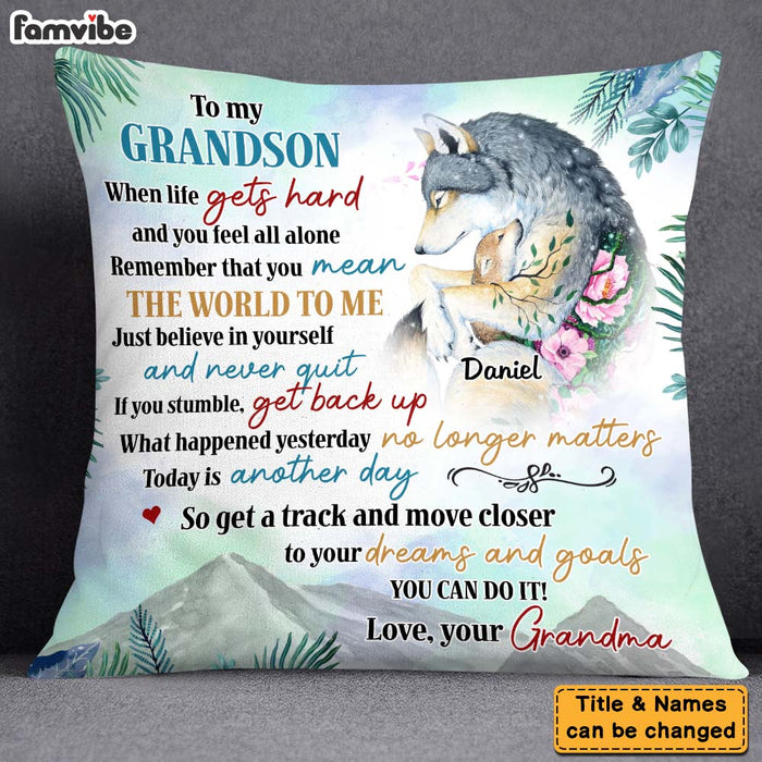 Personalized Gifts For Grandson Wolf You Can Do It Pillow 28262 1