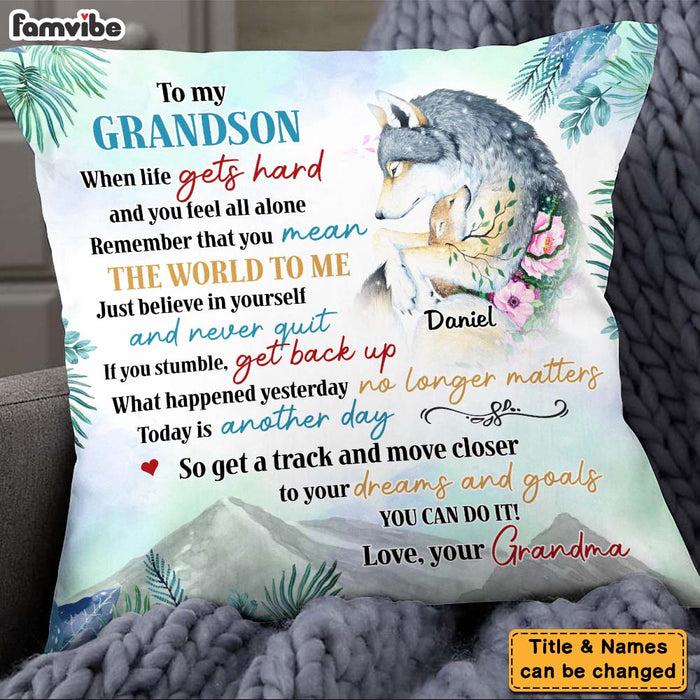 Personalized Gifts For Grandson Wolf You Can Do It Pillow 28262 1