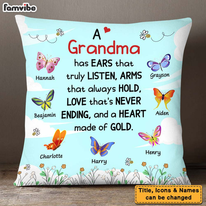 Personalized Gift For Grandma Heart Made Of Gold Pillow 28269 1