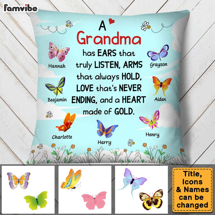 Personalized Gift For Grandma Heart Made Of Gold Pillow 28269 1