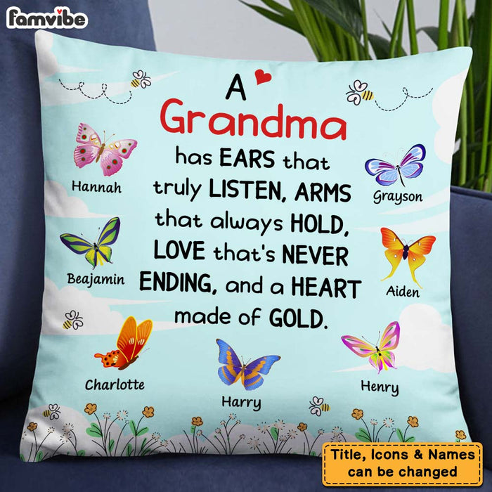 Personalized Gift For Grandma Heart Made Of Gold Pillow 28269 1