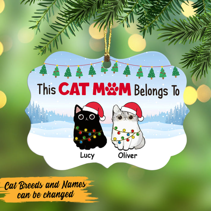Personalized Christmas Cat Mom Belongs To  MDF Ornament NB23 65O47 1