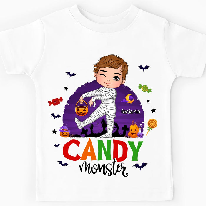 Personalized Halloween Gift For Grandson Candy Monster Kid T Shirt 28284 1