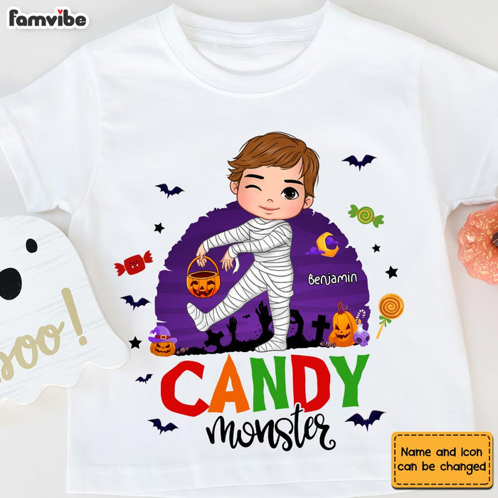 Personalized Halloween Gift For Grandson Candy Monster Kid T Shirt 28284 1