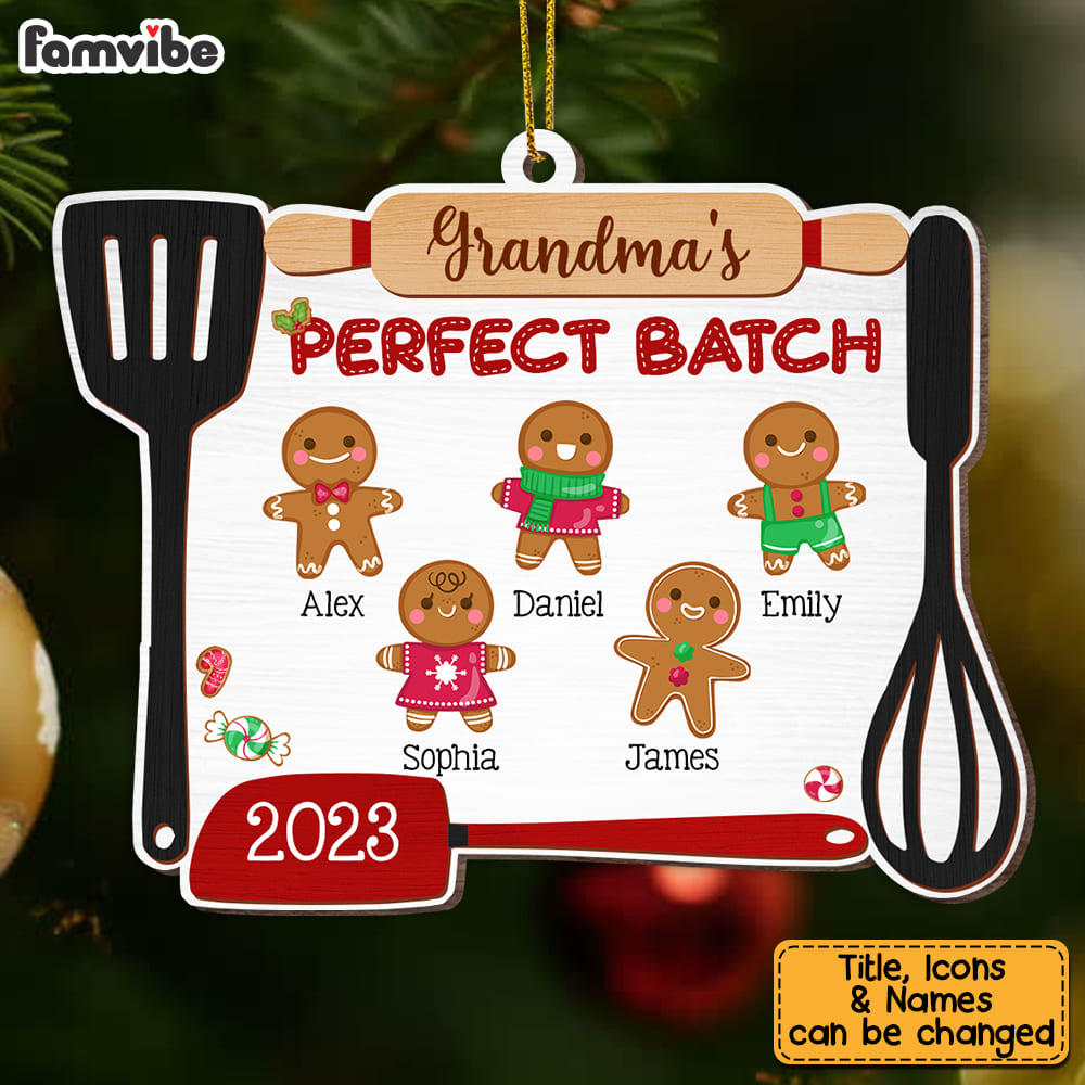 Personalized Christmas Gift For Grandma Perfect Gingerbread Batch Ornament 28287 Mockup 5