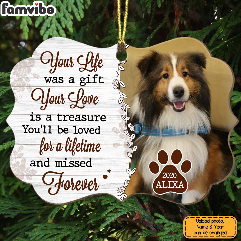 Personalized Dog Loss Gift Missed Forever Photo Benelux Ornament 28297 Primary Mockup