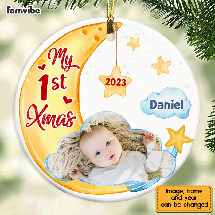 Personalized Gift For Baby First Christmas Circle Ornament 28300 1