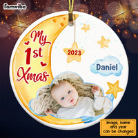 Personalized Gift For Baby First Christmas Circle Ornament 28300 thumb 1