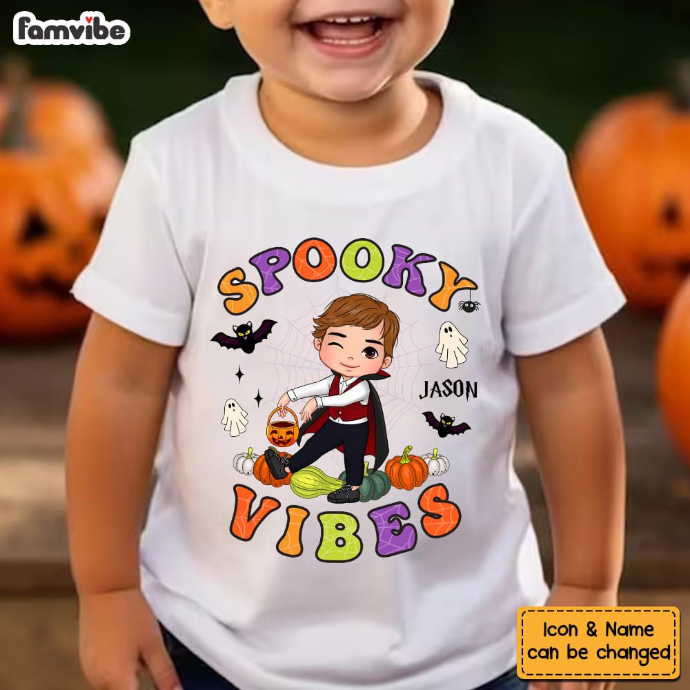 Personalized Gift For Grandson Spooky Vibes Kid T Shirt 28301 Mockup White