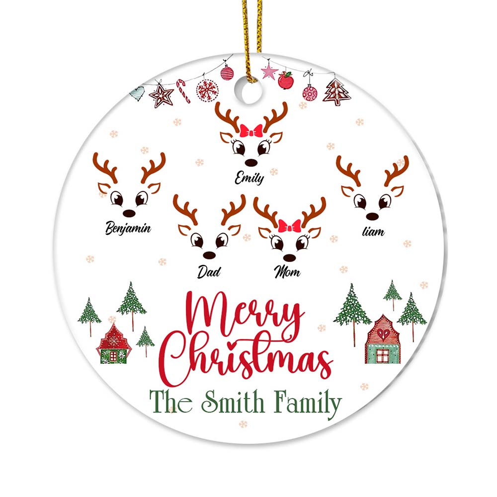 Personalized Gift For Family Reindeer Circle Ornament 28302 Primary Mockup