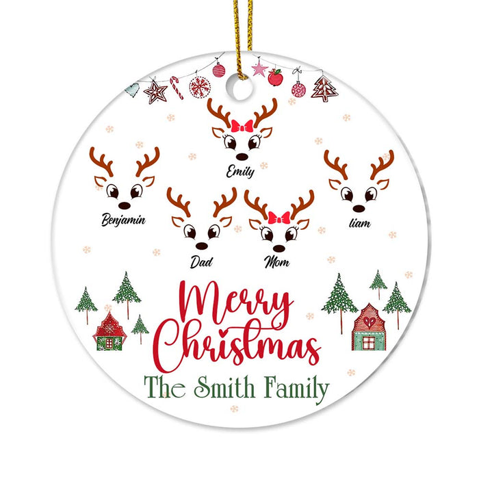 Personalized Gift For Family Reindeer Circle Ornament 28302 1