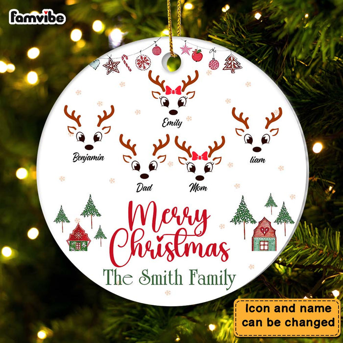 Personalized Gift For Family Reindeer Circle Ornament 28302 1