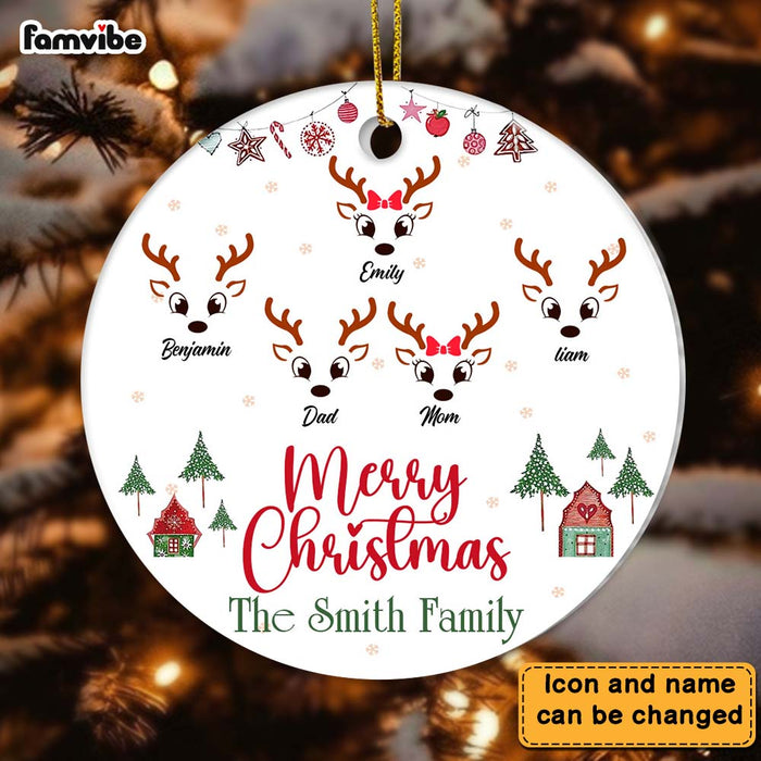 Personalized Gift For Family Reindeer Circle Ornament 28302 1