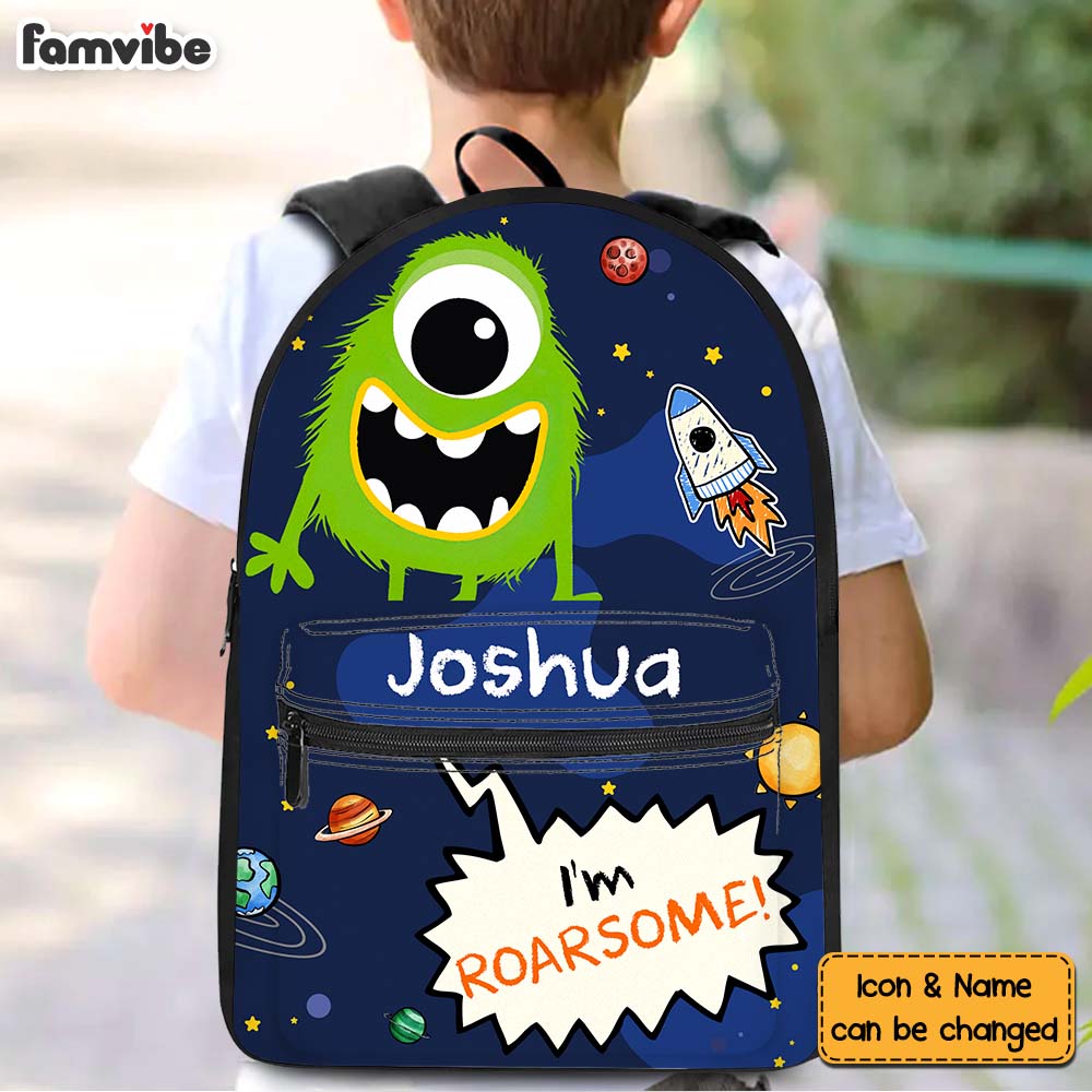 Personalized Gift For Grandson I'm Roarsome Monster BackPack 28307 Primary Mockup