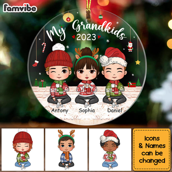 Personalized Gift For Christmas My Grandkids Circle Ornament 28309 1