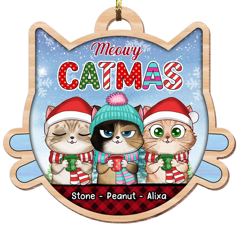 Personalized Gift For Cat Lovers Christmas Meowy Catmas Ornament 28318 Primary Mockup