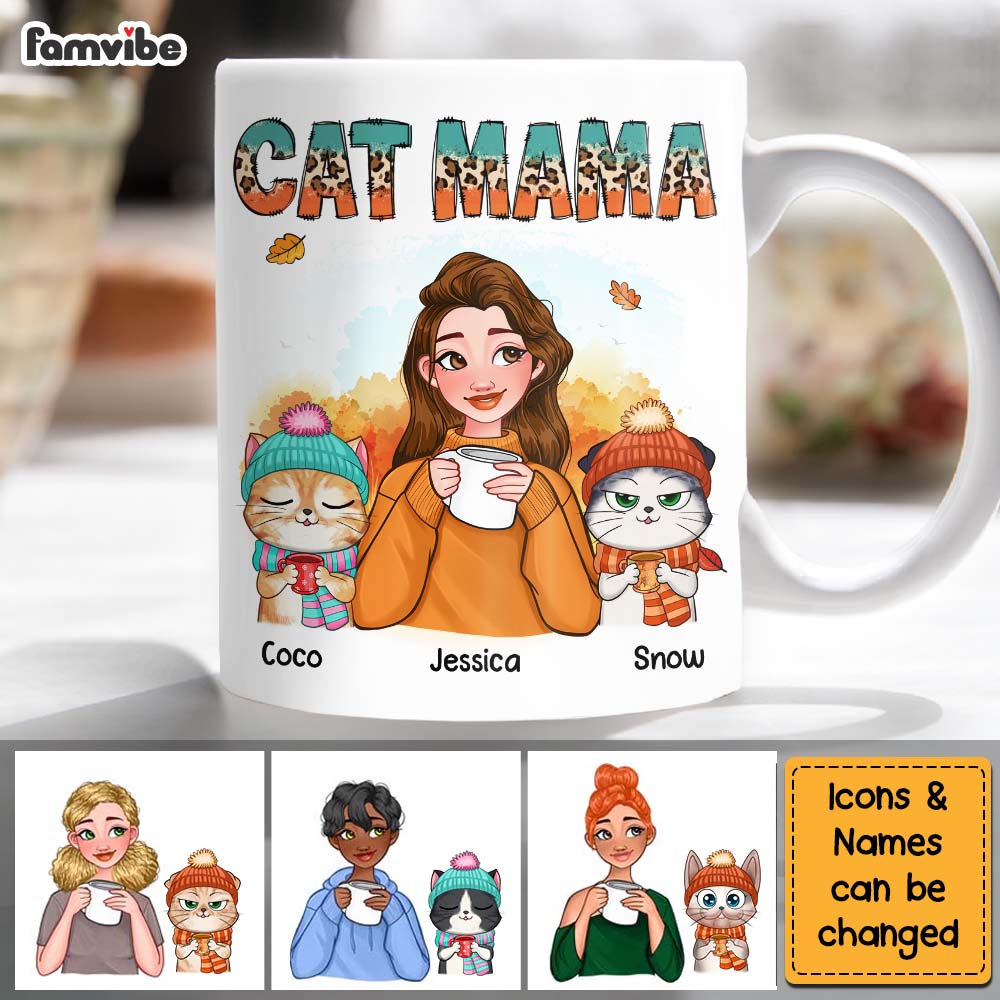Personalized Gift For Cat Mom Fall Theme Mug 28320 Primary Mockup