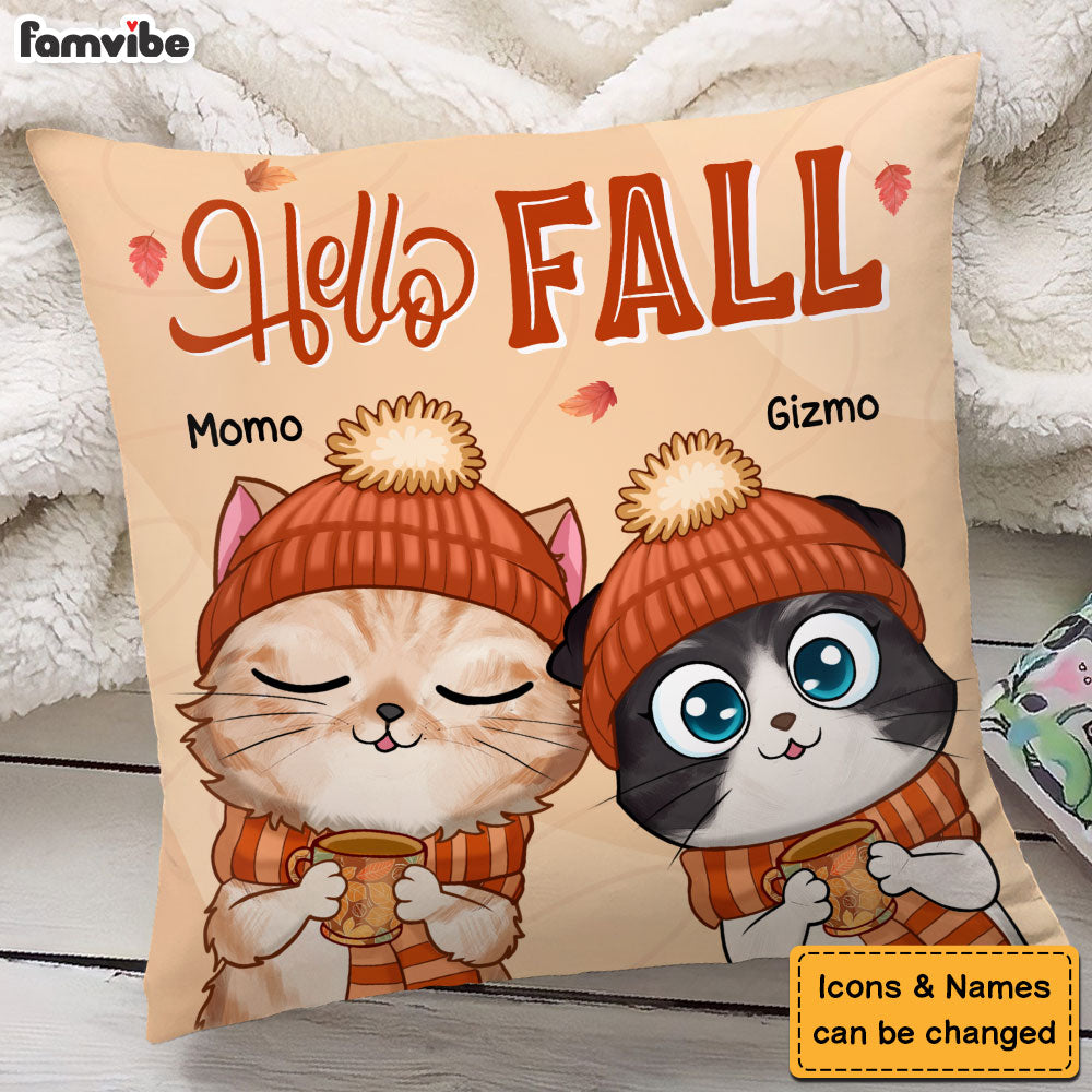 Personalized Gift For Cat Lovers Hello Fall Pillow 28322 Primary Mockup