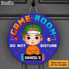 Personalized Birthday Gift For Grandson Game Room Do Not Disturb Round Wood Sign 28328 1