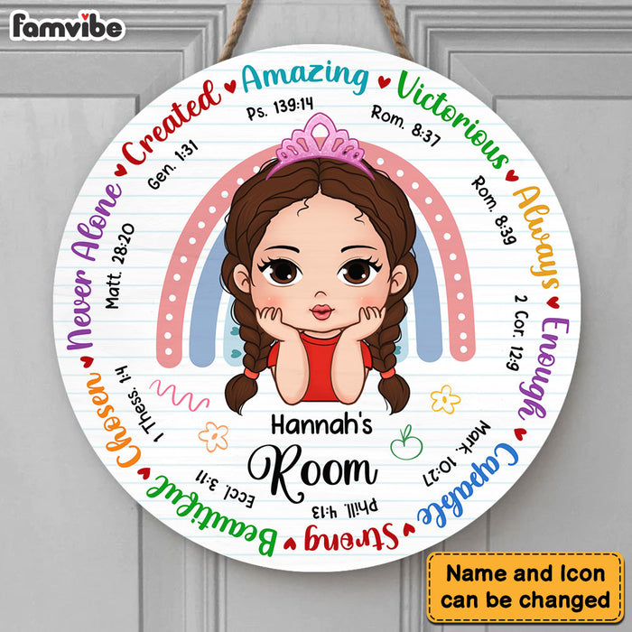 Personalized Gift For Granddaughter I Am Bible Verse Round Wood Sign 28331 1
