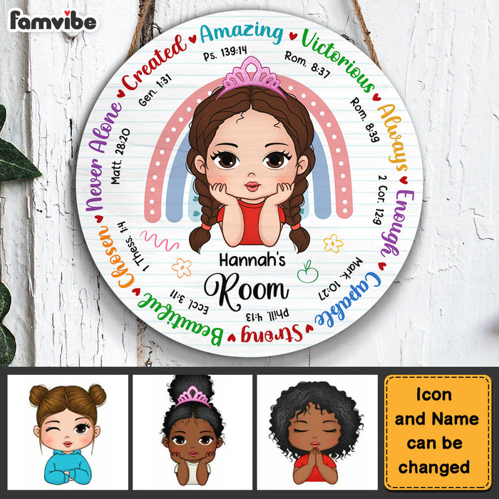 Personalized Gift For Granddaughter I Am Bible Verse Round Wood Sign 28331 1