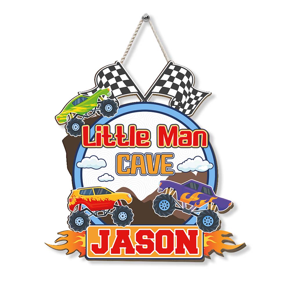 Personalized Gifts For Grandson Monster Car Little Man Cave Wood Sign 28334 Primary Mockup