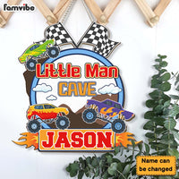 Personalized Gifts For Grandson Monster Car Little Man Cave Wood Sign 28334 thumb 1