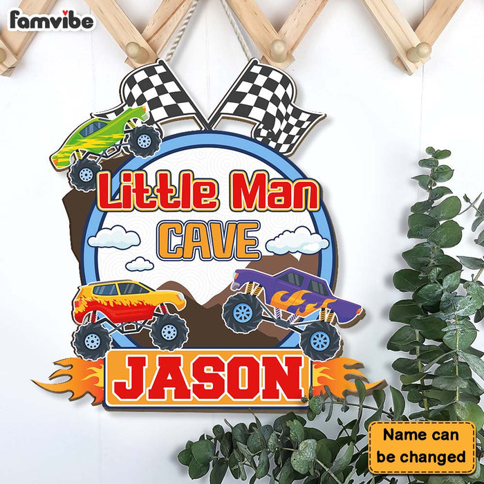 Personalized Gifts For Grandson Monster Car Little Man Cave Wood Sign 28334 1
